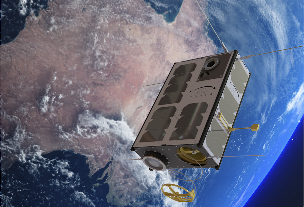 CUAVA-2 satellite in space above Australia